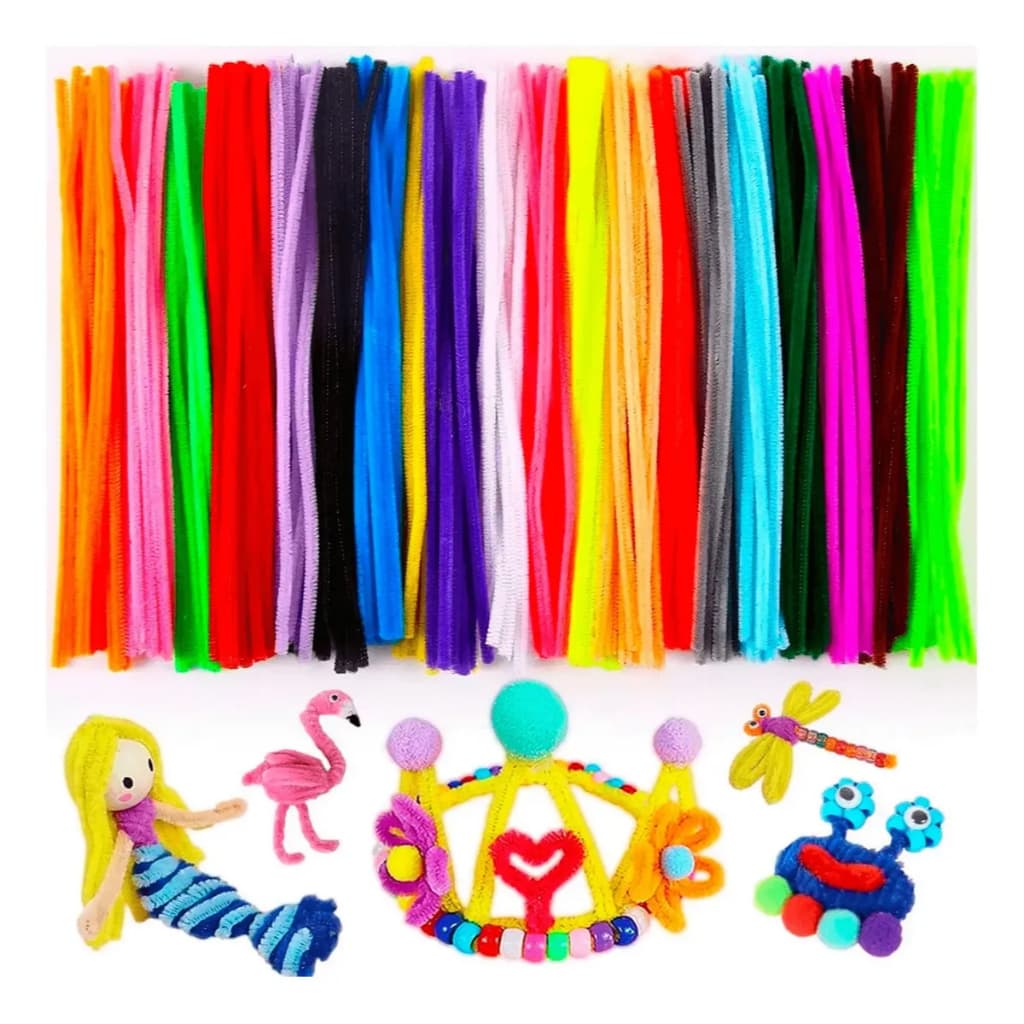 Kit De 400 Hastes Coloridas De Chenille/Limpadores De Cachimbo (30cm)