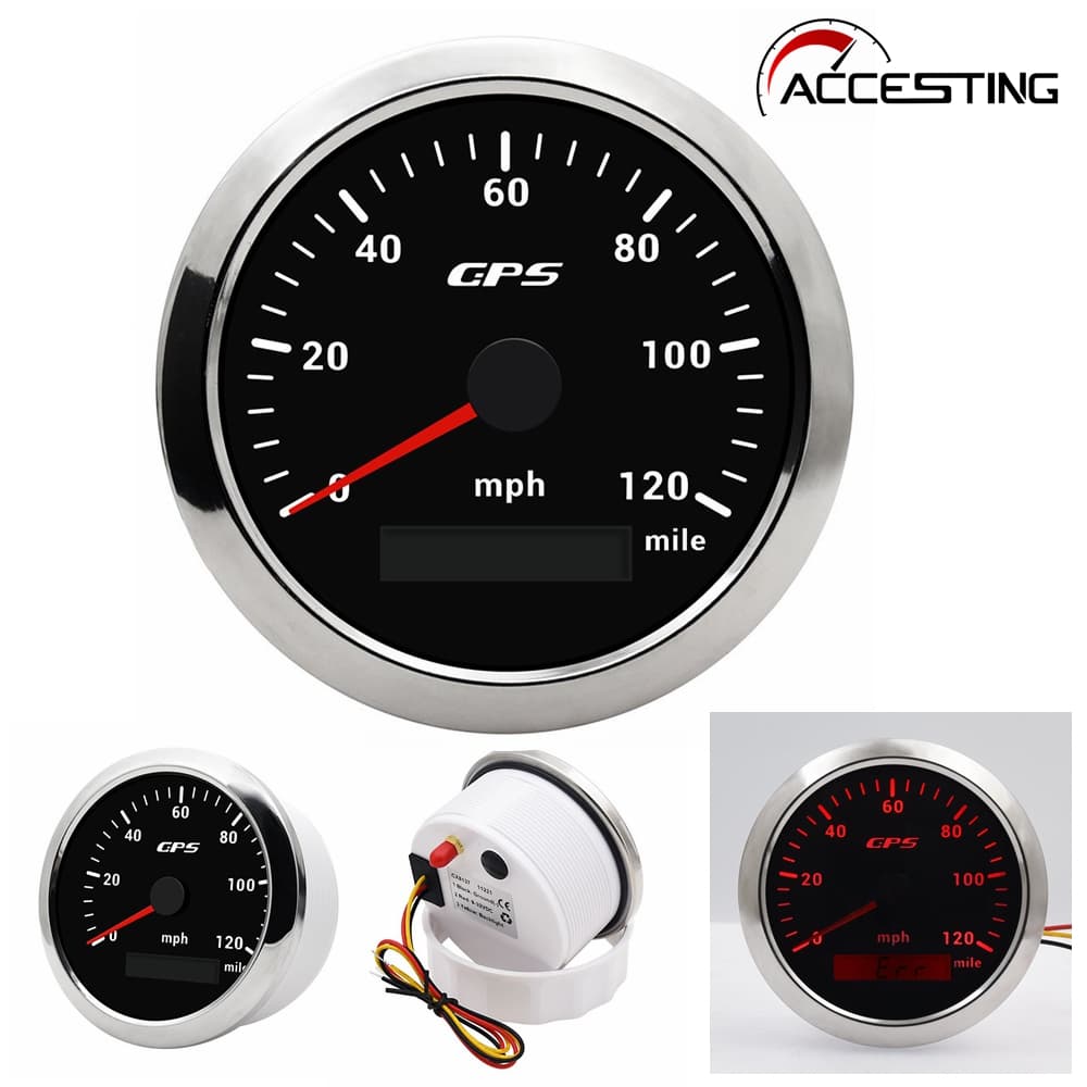 Medidor Digital 0-120MPH Do Odômetro Velocímetro De GPS De 85mm Para Motocicletas Barco Carro