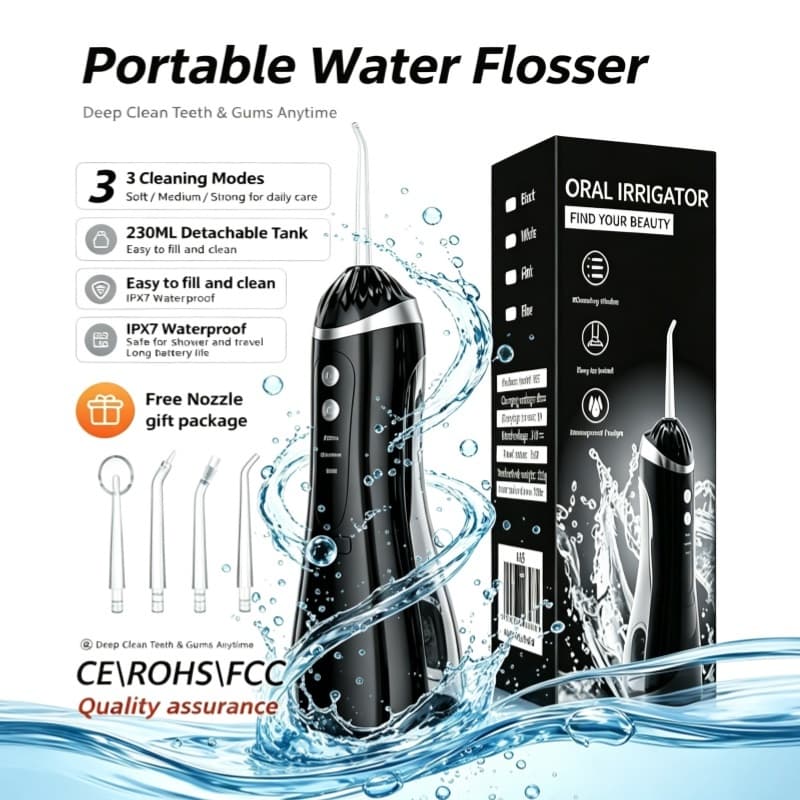 USB Elétrico Água Flossers Irrigador Oral Portátil Ferramentas De Jato De Dental Escolher Limpeza Dos Dentes 230ML 4 Bic