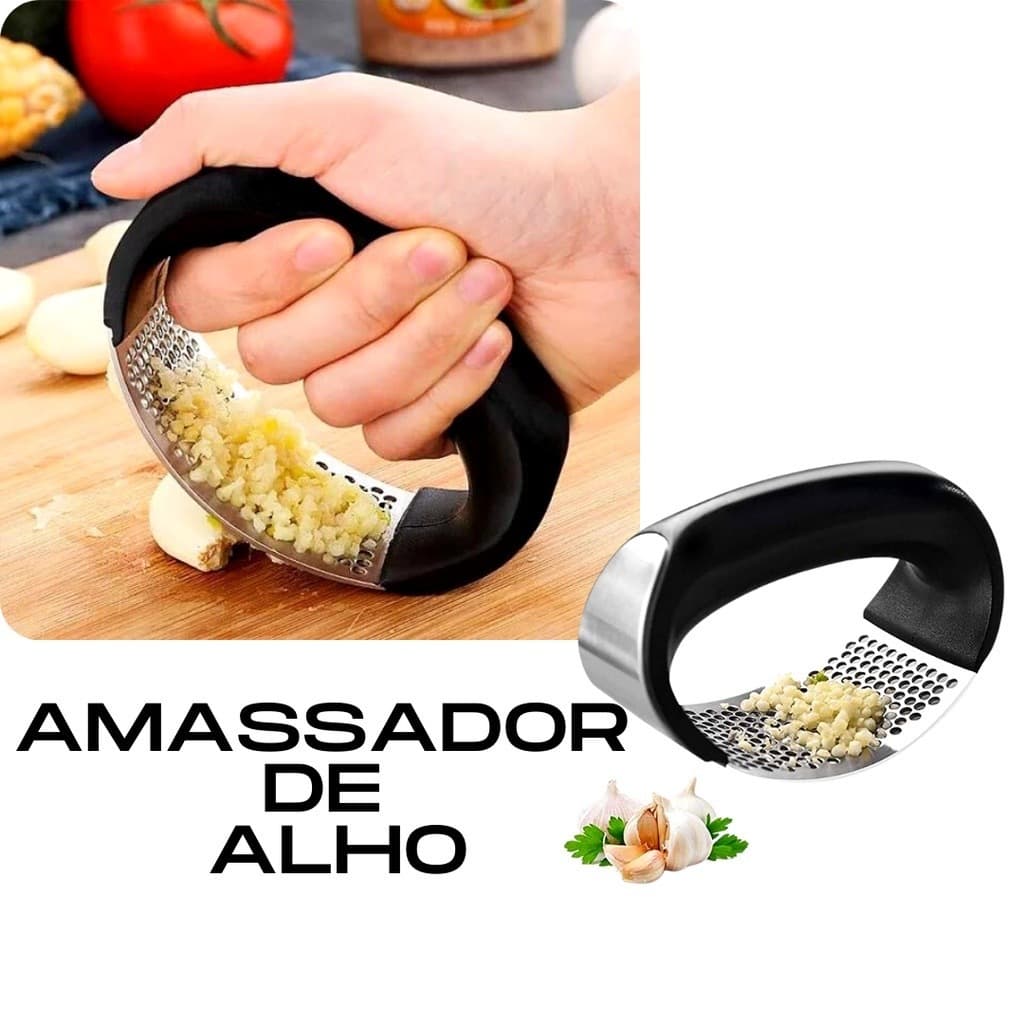 Kit 3 Espremedor Triturador de Alho, Cebola e Batata, Triturador de Aço Inoxidável Cozinha