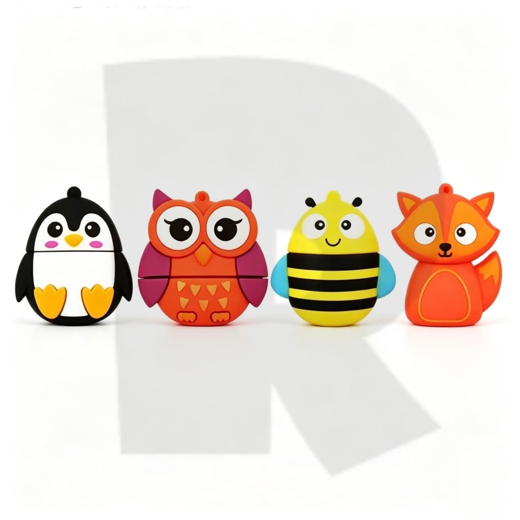 Desenhos Animados Personalizados Coruja Raposa Abelha Pinguim Silicone USB 2.0 Disco Rígido 1GB 2GB 4GB 8GB 16GB 32GB 64