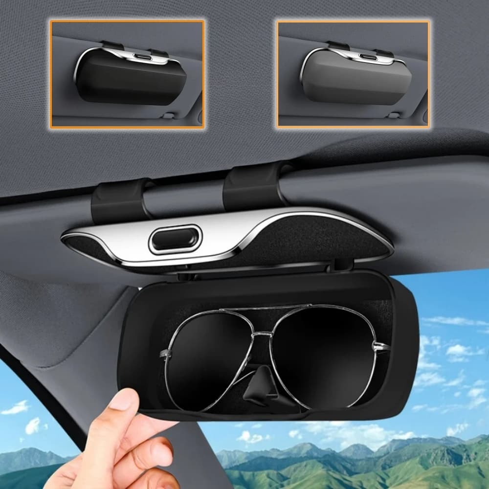 Suporte de Óculos para Carro na Viseira | Porta Óculos Universal para Óculos de Sol e Grau