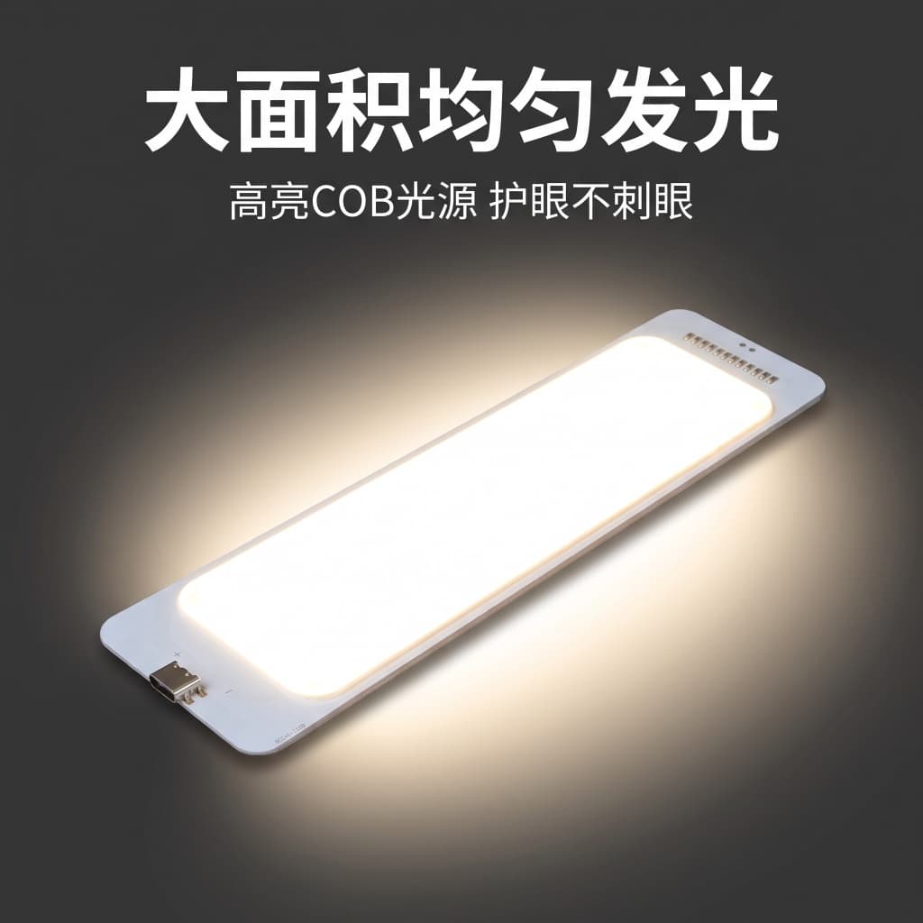 Interface USB tipo-C, 5V, 60*245mm, luz de leitura, acampamento ao ar livre, atmosfera portátil, iluminação COB, luz bra
