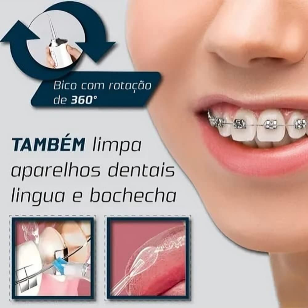 Limpador de dentes com fio dental Interdental três em um USB multifuncional