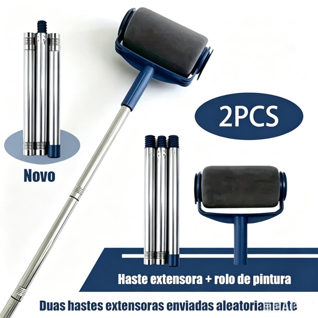 Kit de Pincel Rolo de Pintura Easy Glide de 6 Polegadas para Pintura de Paredes + 72 cm cabo