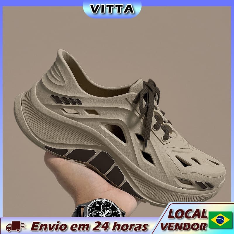 VITTA Sapatos masculinos com sola grossa e buraco para dirigir, desodorante antiderrapante com sola macia, sandálias eva