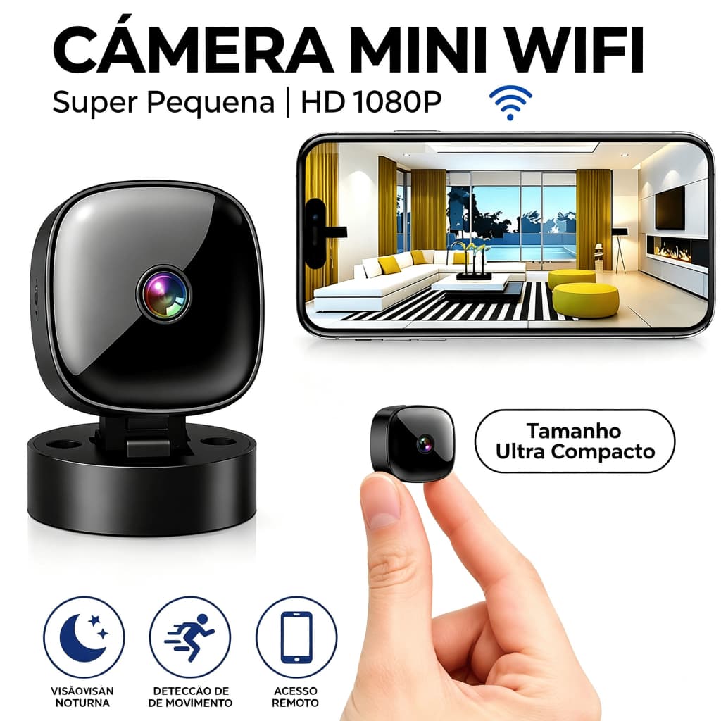 Babá Eletrônica Câmera De Segurança Wi-Fi 1080p Pet Giratória Visão Noturna Infravermelho Microfone