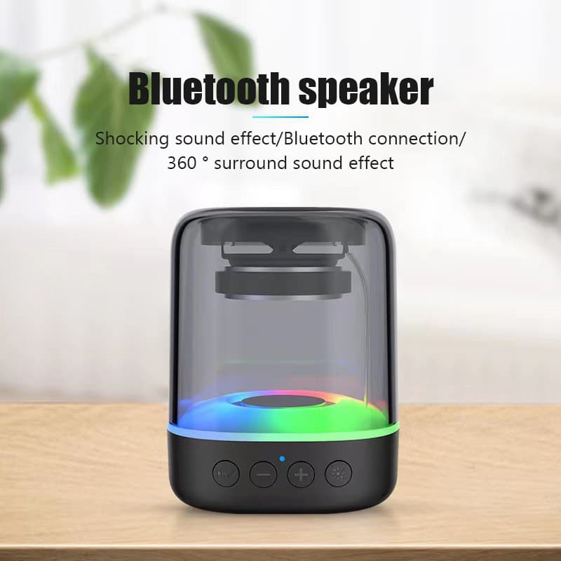 Transparente transparente bluetooth áudio portátil bluetooth RGB alto-falante suporte cartão TF uso externo