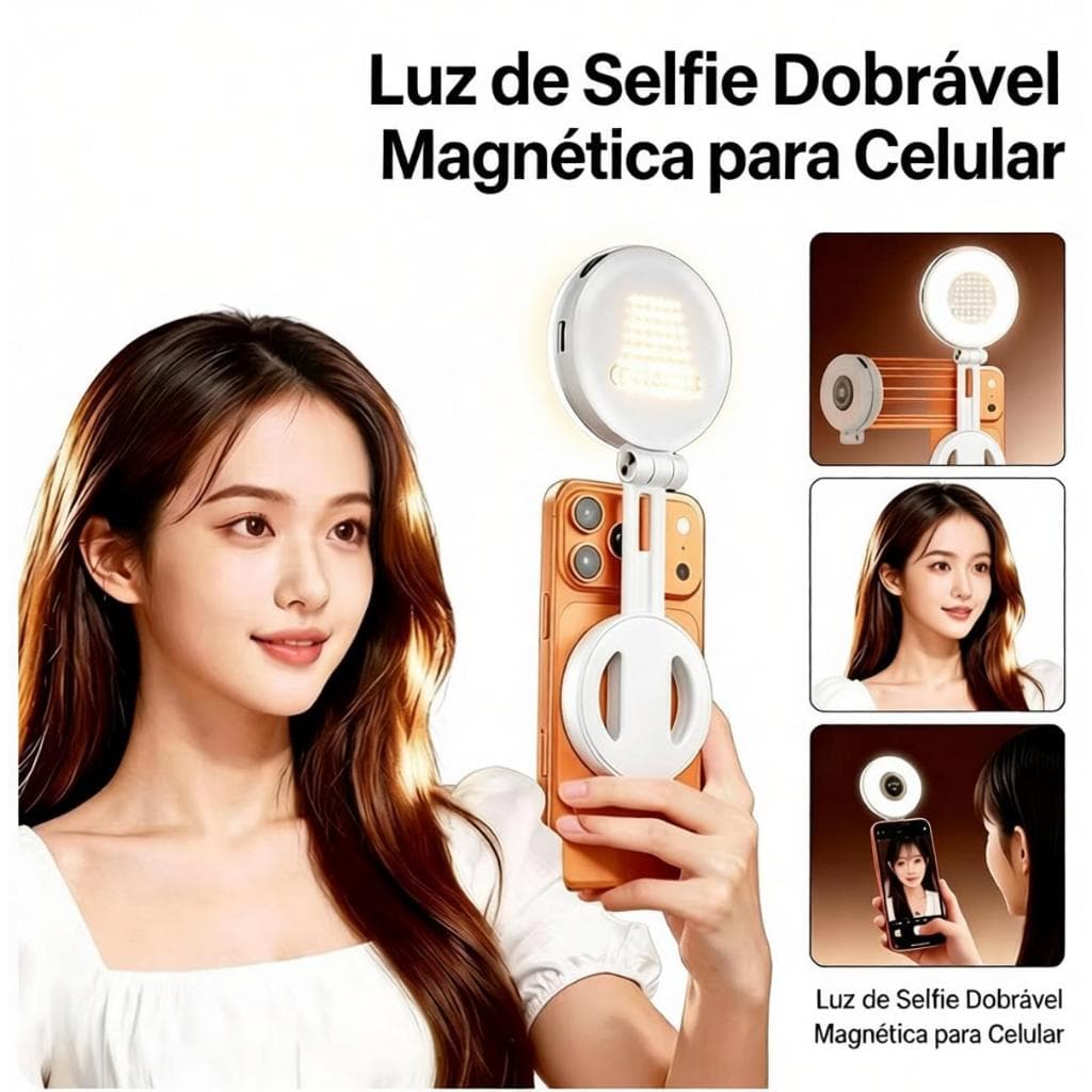 Mini luz de preenchimento magnética dobrável do telefone móvel do diodo emissor de luz