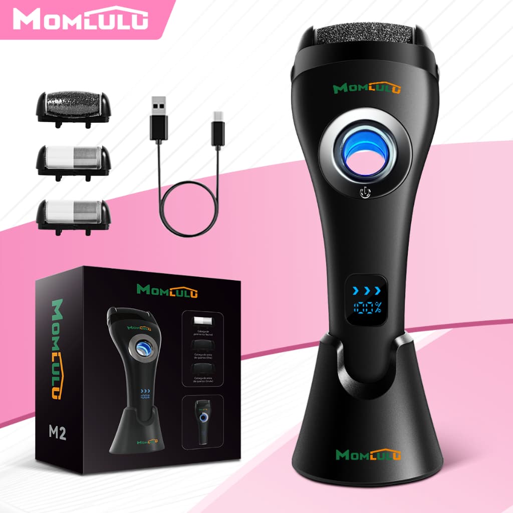 MOMLULU M2 Esfoliante Elétrico Sem Fio Lixa Eletrica Para Pés Removedor USB Recarregável Com Tela Digital A prova d'água
