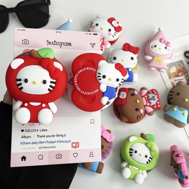 Suporte do telefone móvel KT gato dos desenhos animados suporte magnético dobrável resistente ao choque anel fivela supo
