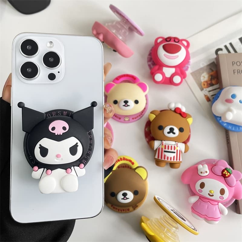 Suporte do telefone móvel Sanrio dos desenhos animados suporte magnético dobrável resistente ao choque anel fivela supor