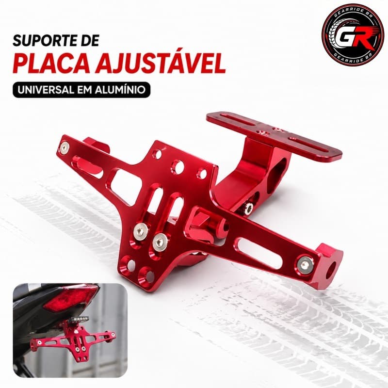 Suporte Placa Moto Alumínio Ajustável Universal 3 em 1 8 Cores Kit com LED Suporte de placa em liga de alumínio