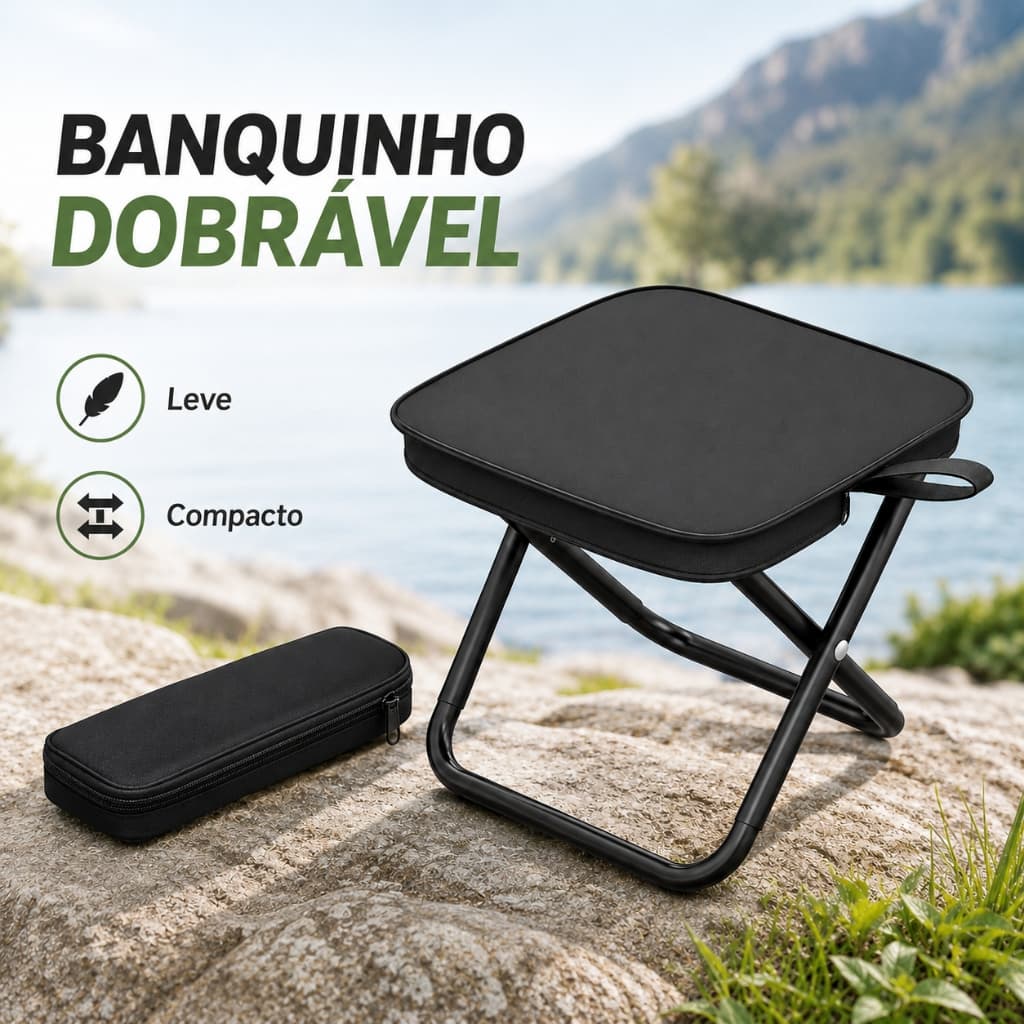 Banqueta Banquinho Dobrável Alumínio Camping C/ Bolsa Ziper
