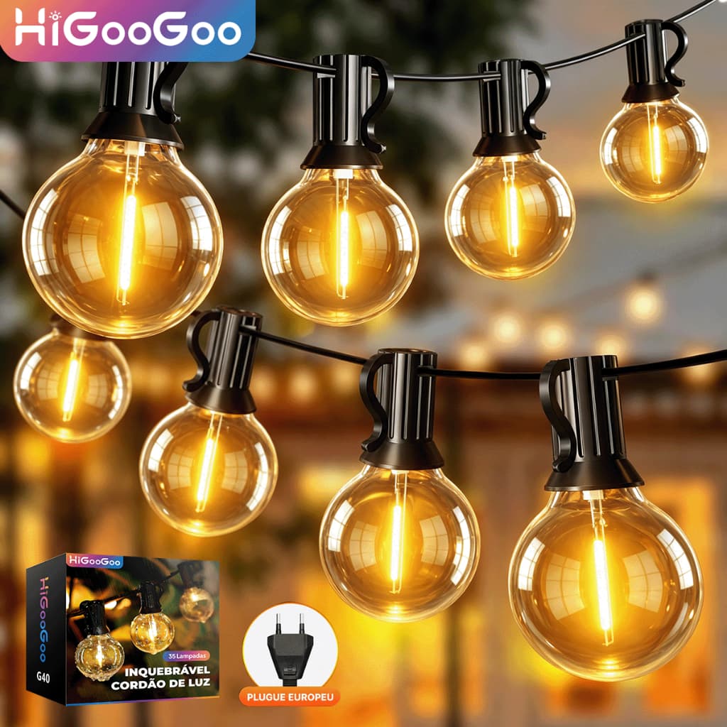 HiGooGoo Inquebrável Varal De Luzes 20/30M LED Lampada Cordão Luz IP65 Decoração Carnaval Natal Externa