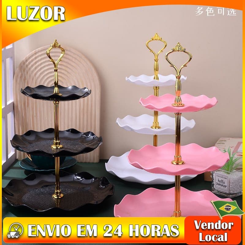 Nordic luz luxo de alto valor doméstico três camadas lanche suporte Multi-camada bolo de aniversário suporte placa de fr