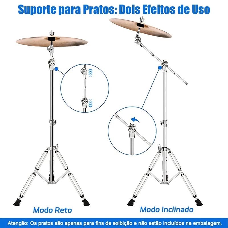 Suporte Prato Bateria Profissional Ajustável, 60-140cm 70-170cm Cromado, Estante Girafa Qualidade samba