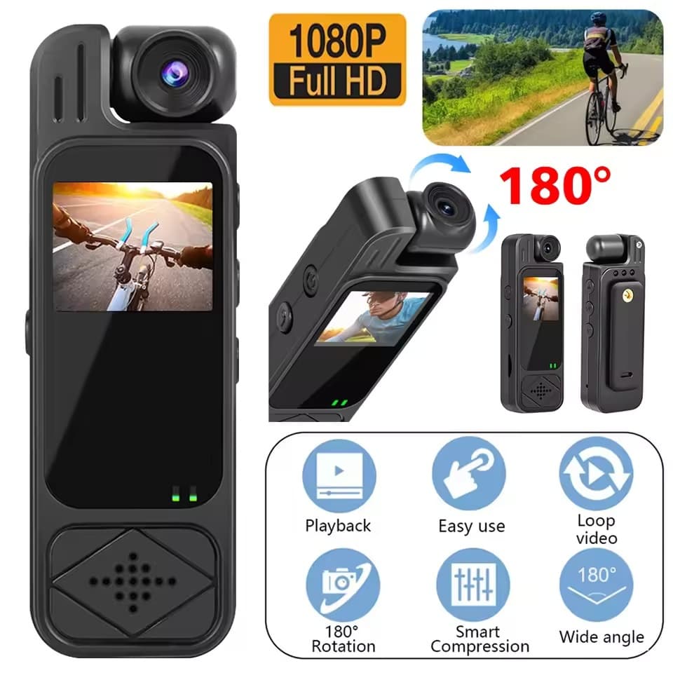Mini Câmera Corporal 1080P HD Esportiva Visão Noturna Infravermelha Gravador De Vídeo Digital 1.3 Polegada Bodycam Peque