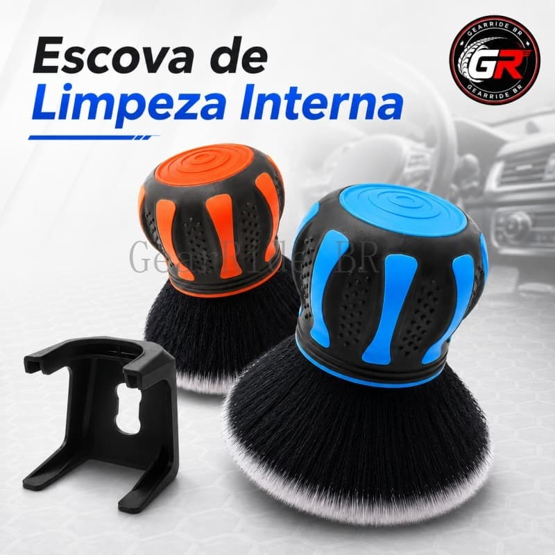 Escova Detalhamento Carro Multiuso Cerdas Macias TPR Suporte 2 Tamanhos Azul/Laranja  Pó Ou Esfregar