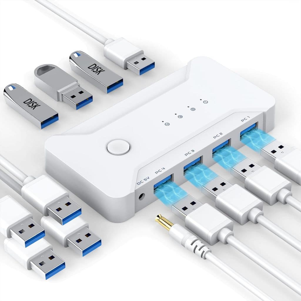 Seletor De Switch KVM USB 3.0 , 4 Computadores , Compartilham 4 Portas Para Teclado , Mouse , Impressora , Scanner , PC