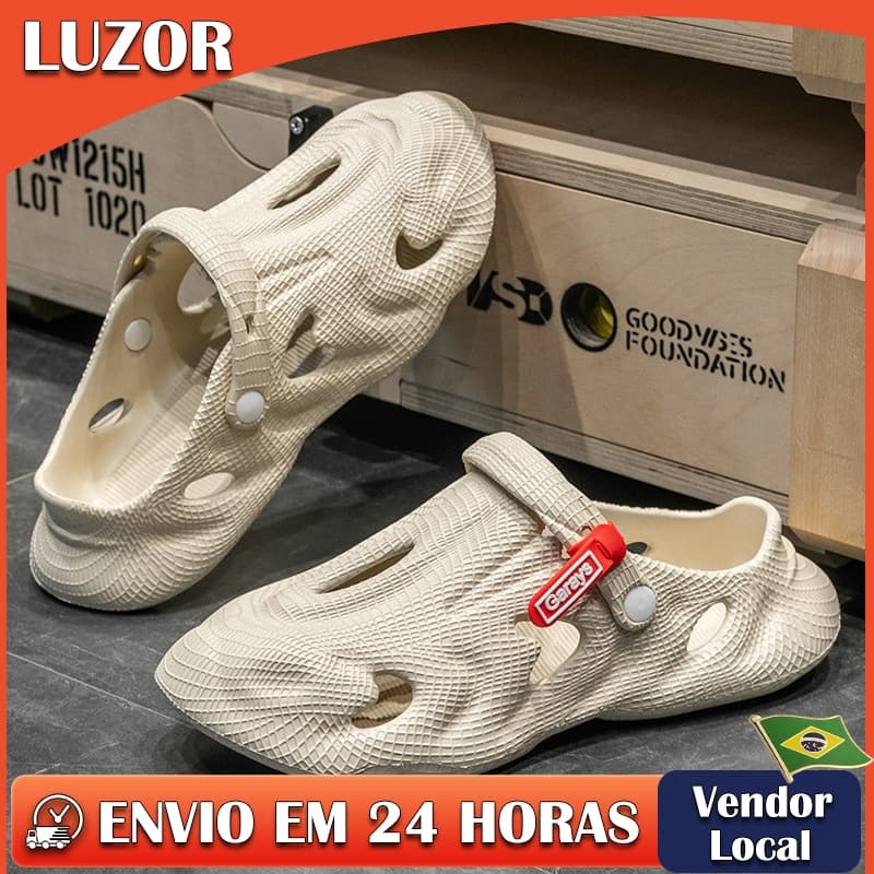 Buraco sapatos masculinos verão ao ar livre usar novo estilo chinelos masculino ao ar livre antiderrapante Baotou sapato