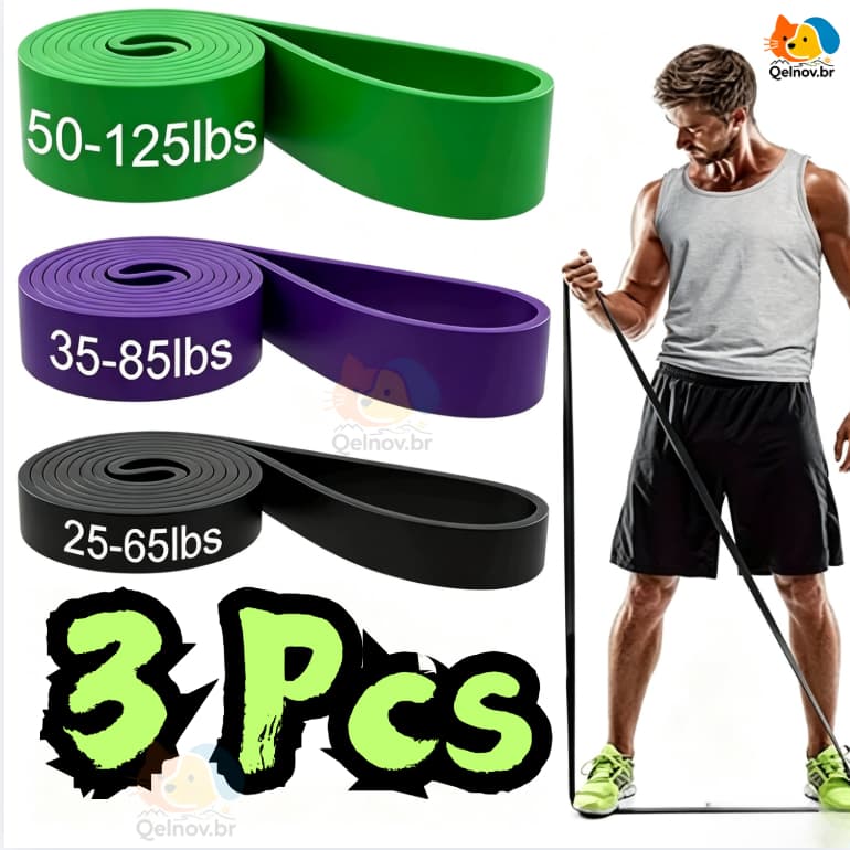 Kit 3 Elástico Super Band Borracha Crossfit Extra Forte