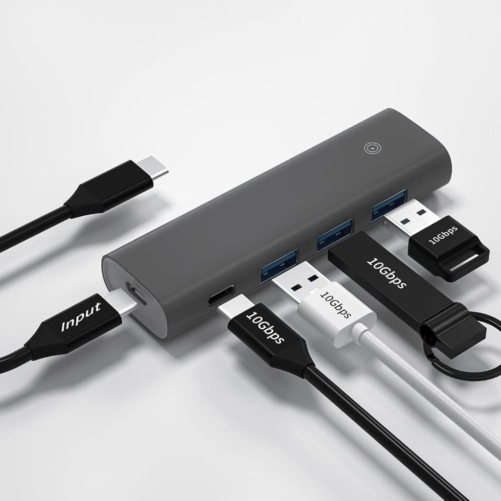 Hub USB C , Divisor 4 Em 1 , Porta De Dados 3.2 Gen 2 E Tipo Alumínio 10 Gbps SuperSpeed-Para iPad/MacBook/Laptop Muito