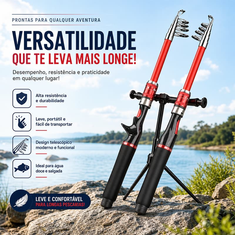 1.6-2.4M Vara De Pesca Portátil Retrátil , Durável , Adequada Para Água Doce E Salgada
