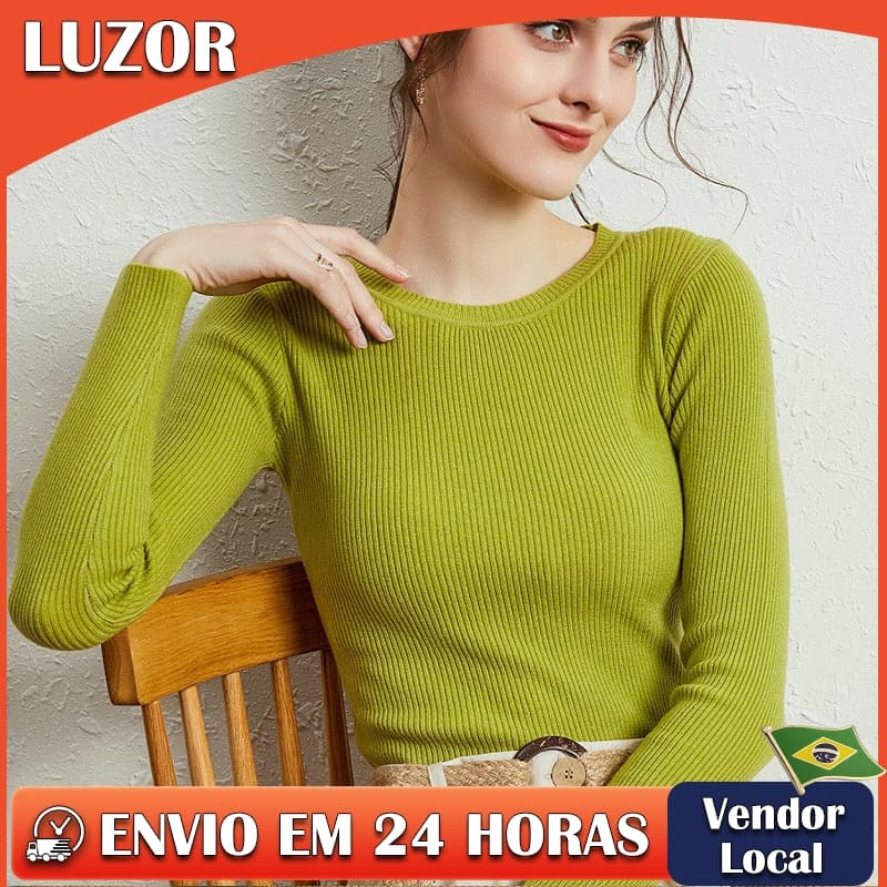 Outono inverno novo estilo camisola de lã malhas feminino baixo em torno do pescoço Pit Strip magro @