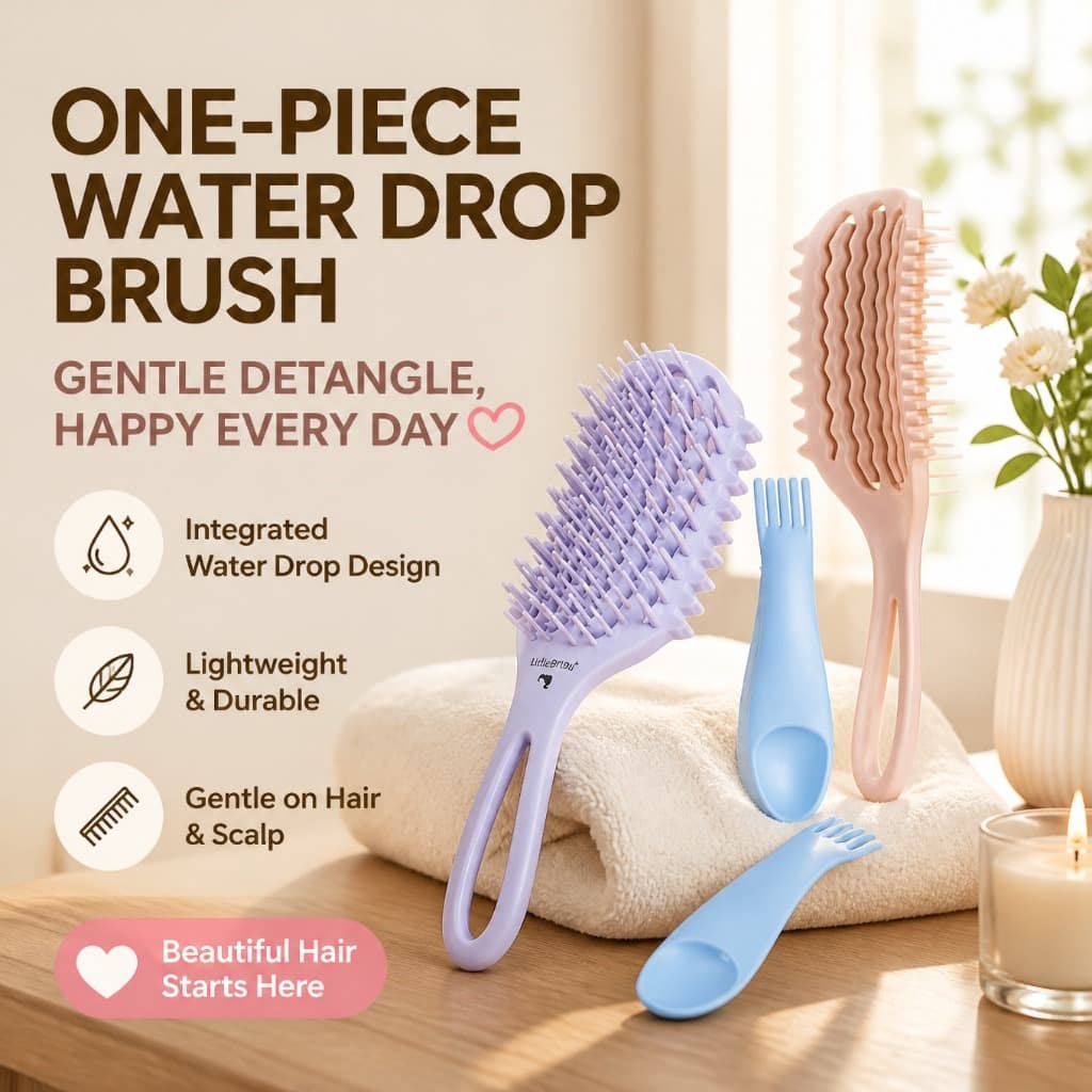 Escova De Cabelo Gota De Água De Uma Peça , Pente Desembaraçador Suave , Dentes Saltitantes , Anti-Tração , Cuidados Com