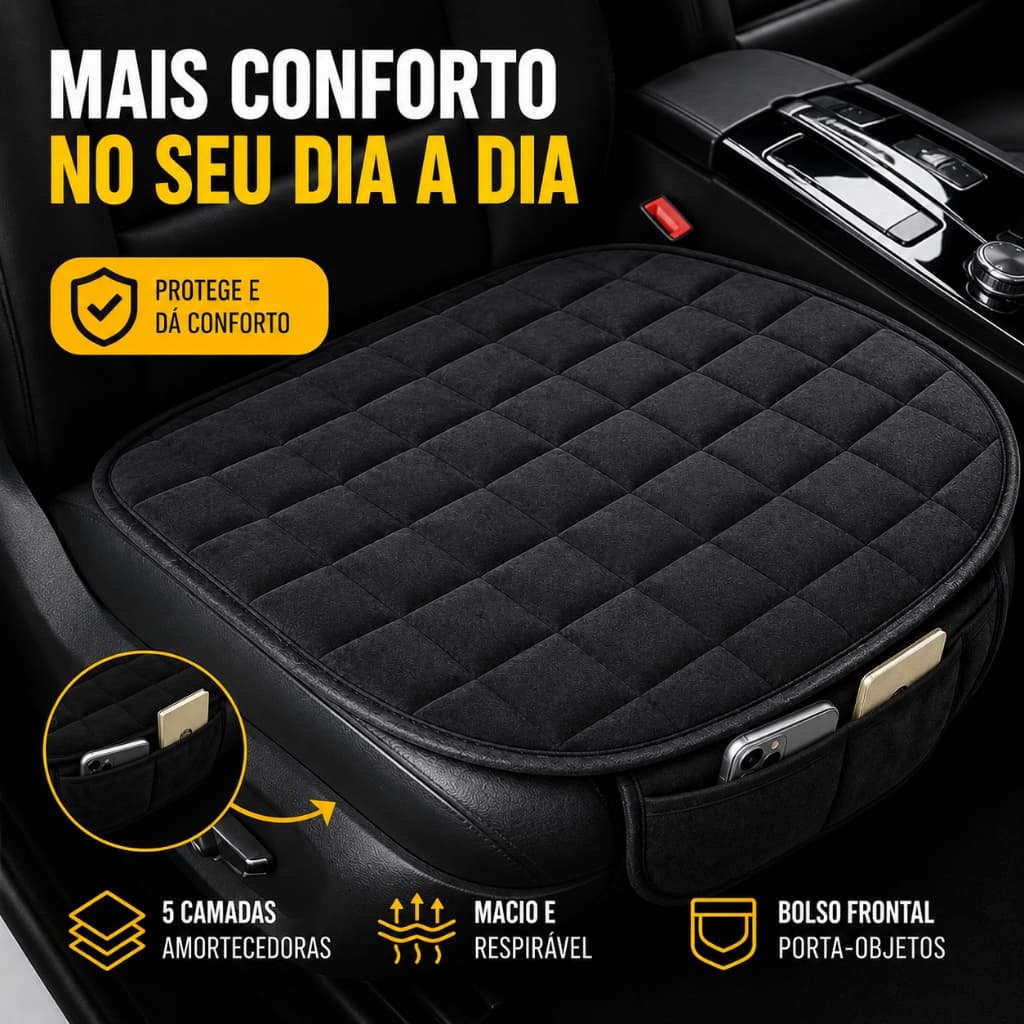 Almofada Capa Para Banco Assento De Carro Universal Forro Tampa Protetor Com Porta Objetos Automotivo Ônibus Motorista