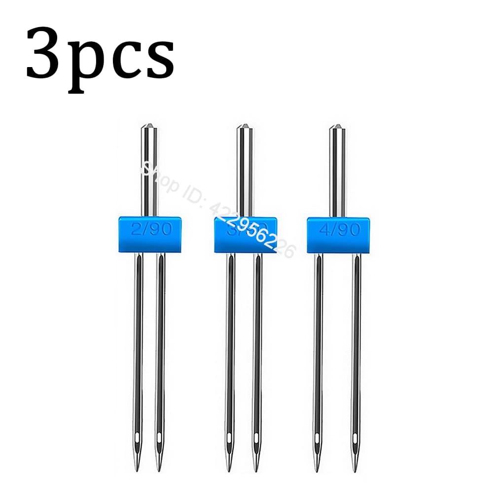 3pçs Agulhas Duplas Para Máquina De Costura De Agulha Gêmeos Tamanho Lote 2.0 / 90, 3.0 / 90, 4.0 / 90