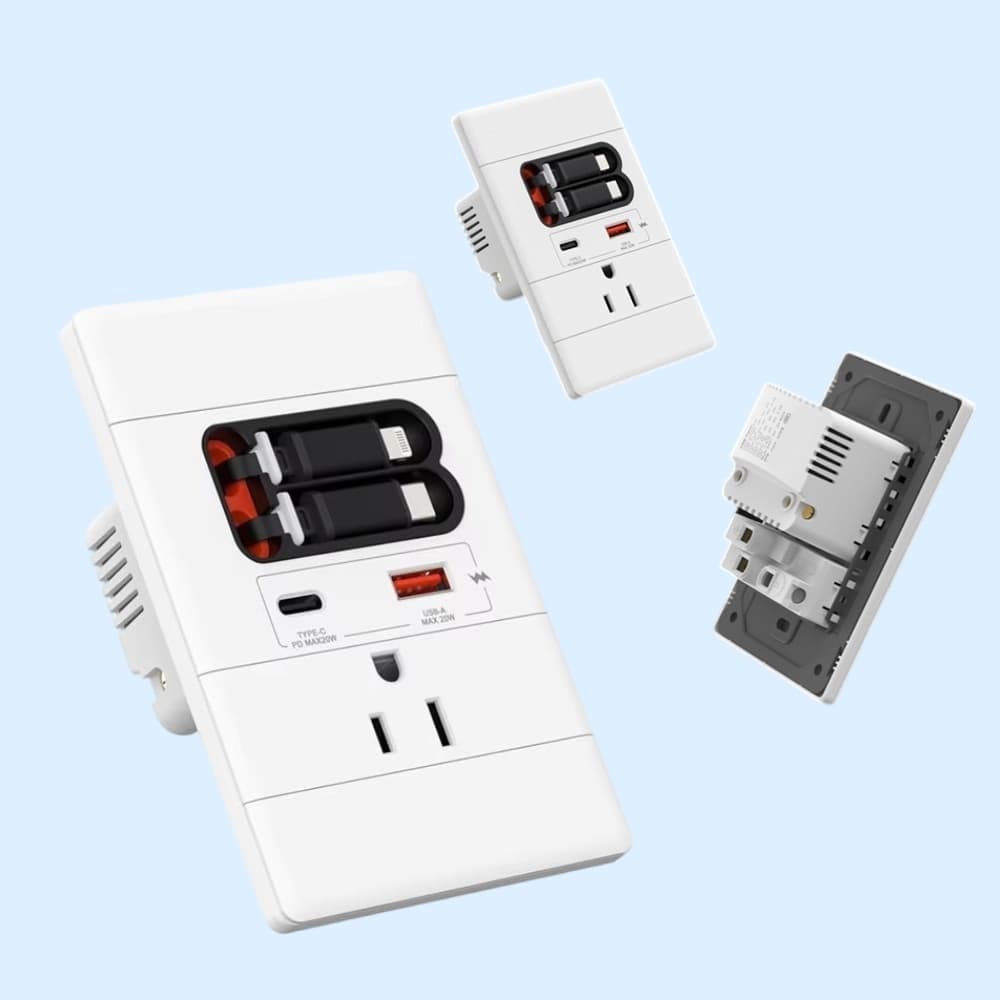 Tomada De Parede USB-C Recarga Rapida Gan PD 20W Cabo Lightning 15A 125V A Prova De Violacao