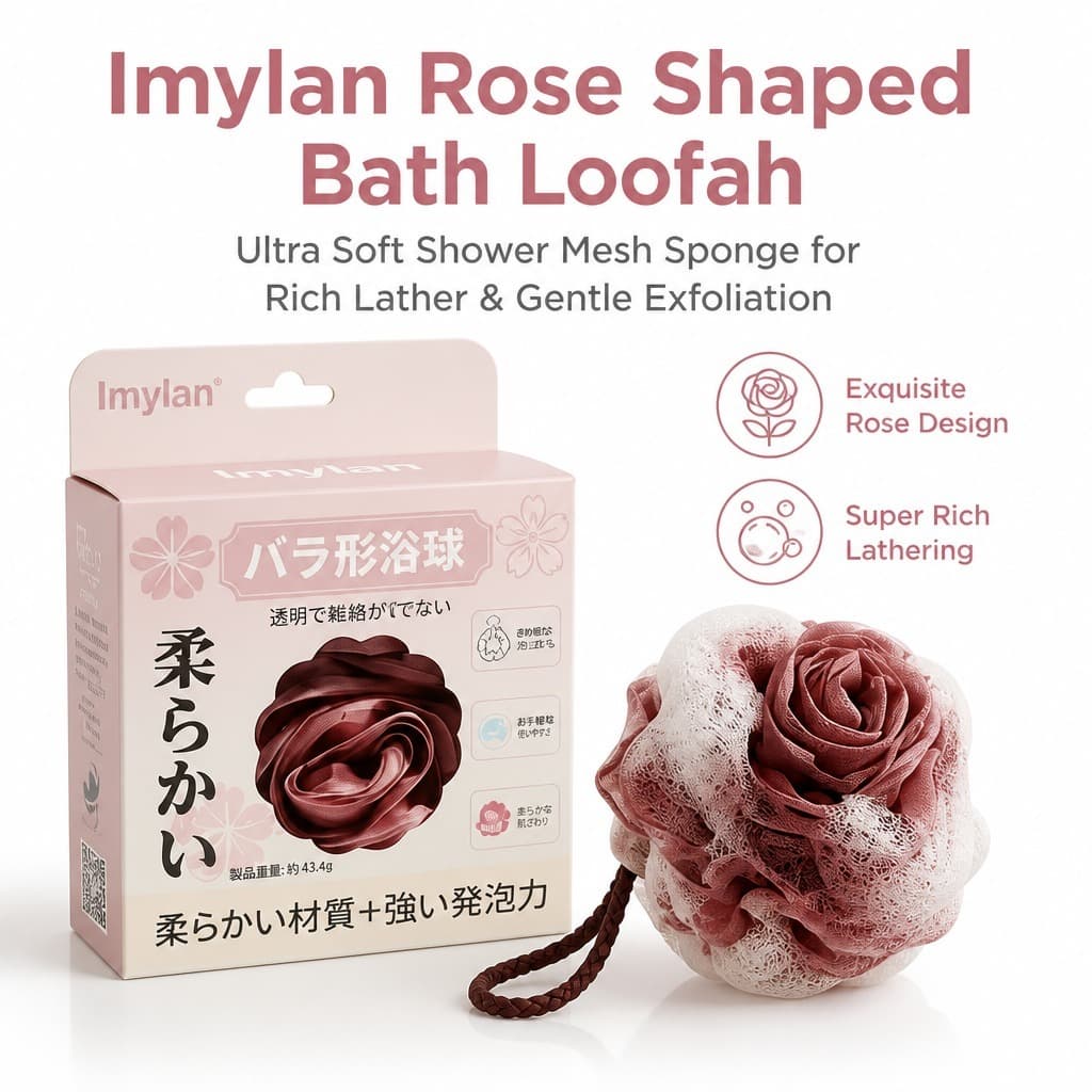 Esponja De Banho De Rosa Ultramacia , Bucha De Malha Para Mulheres , Espuma Rica , Limpeza Corporal , Chuveiro Com Caixa