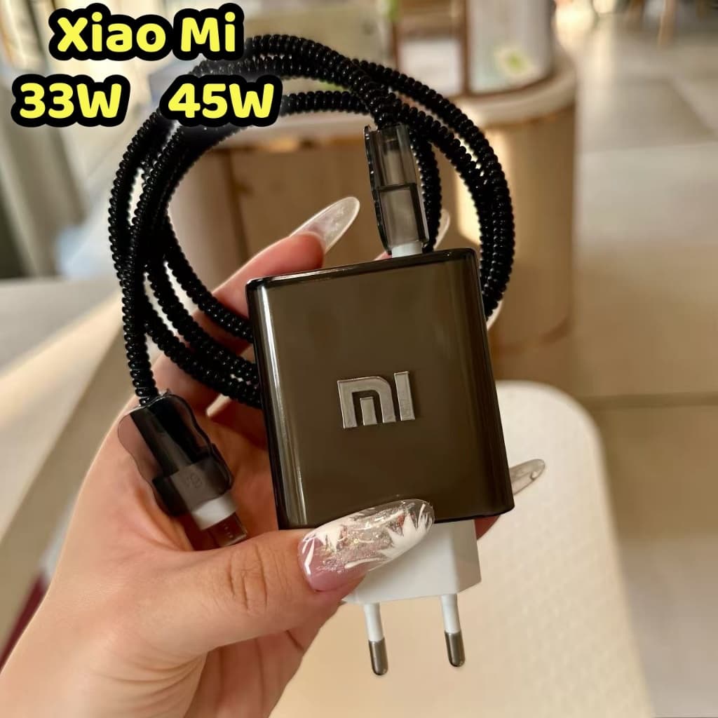 Protetor de carregador Xiaomi 33W/45W em preto clássico e moderno, compatível com a série de carregadores Xiaomi
