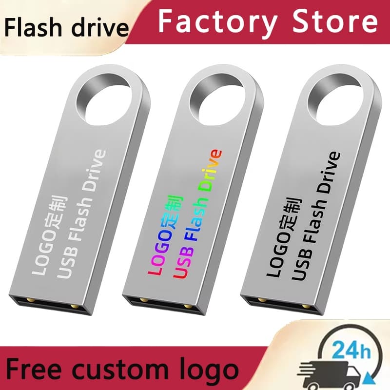 Unidade flash USB de Metal, unidade flash USB para carro com logotipo personalizado de 128 MB-32 GB