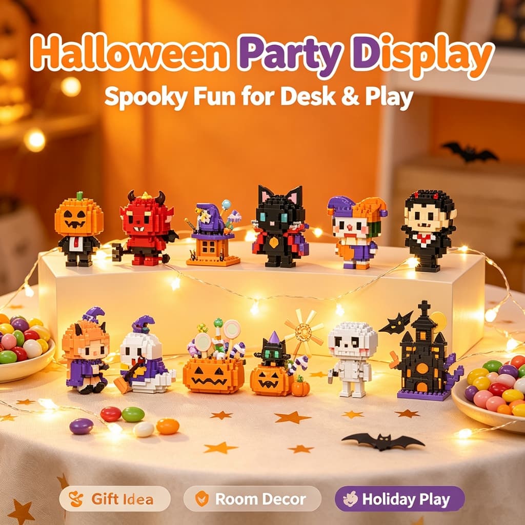 Blocos De Construção De Bruxa Fantasma De Abóbora De Halloween , Brinquedos Infantis