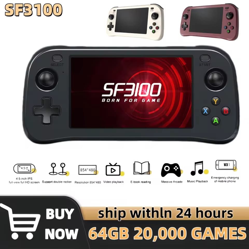 SF3100 Retro Console De Videogame Portátil Jogos Clássicos Pocket Player Tela IPS De 4.5 Polegadas 3000mAh Sistema Linux