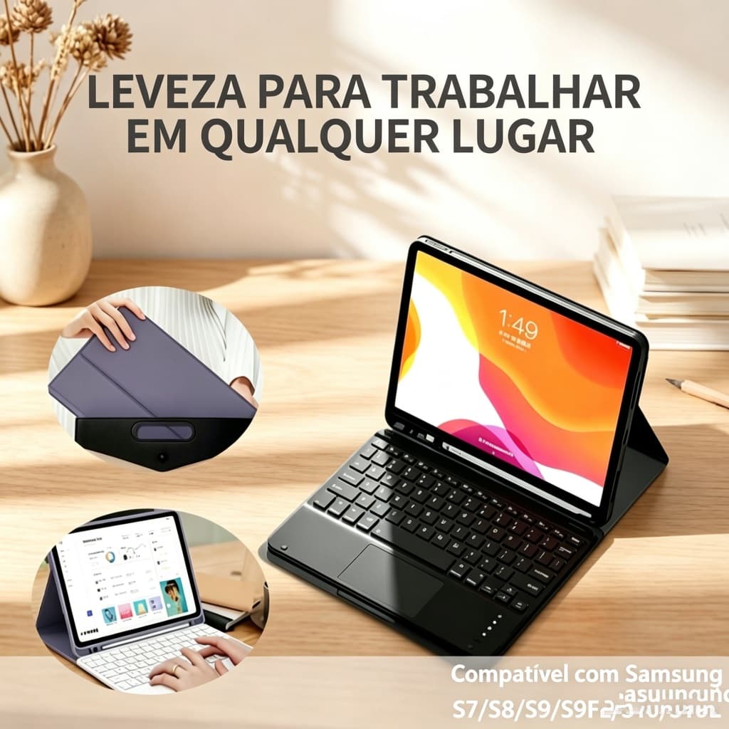 Teclado Magnético ABNT Portuguesa Para Tablet Samsung , Suporte De Capa Protetora Fit S7 S8 S9FE S10FE