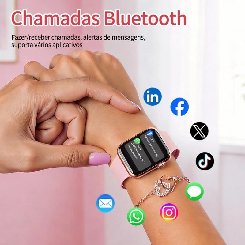 【Envio de São Paulo！】relógio inteligente 45mm com chamada Bluetooth, recepção de mensagens online, reprodução de músic