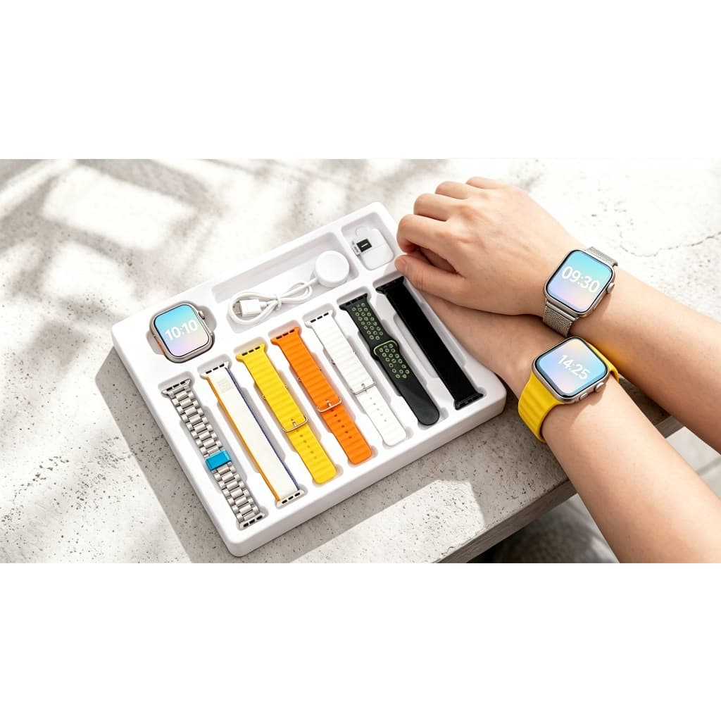Kit De Bandas 7 Em 1 Para Smartwatch 38/45/49 Mm – Pulseiras De Liberação Rápida , Toque Completo , Floral/Colorido , Re