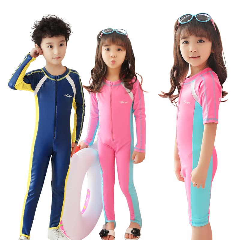 Maiô Infantil De Uma Peça Para Crianças , Meninos , Meninas , Manga Comprida , Praia , Proteção Solar anti UV