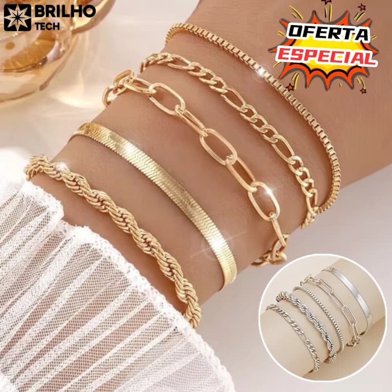 5 Pulseiras De Aço Inoxidável Hipoalergênicas, Resistentes A Manchas E à Prova d'água BT