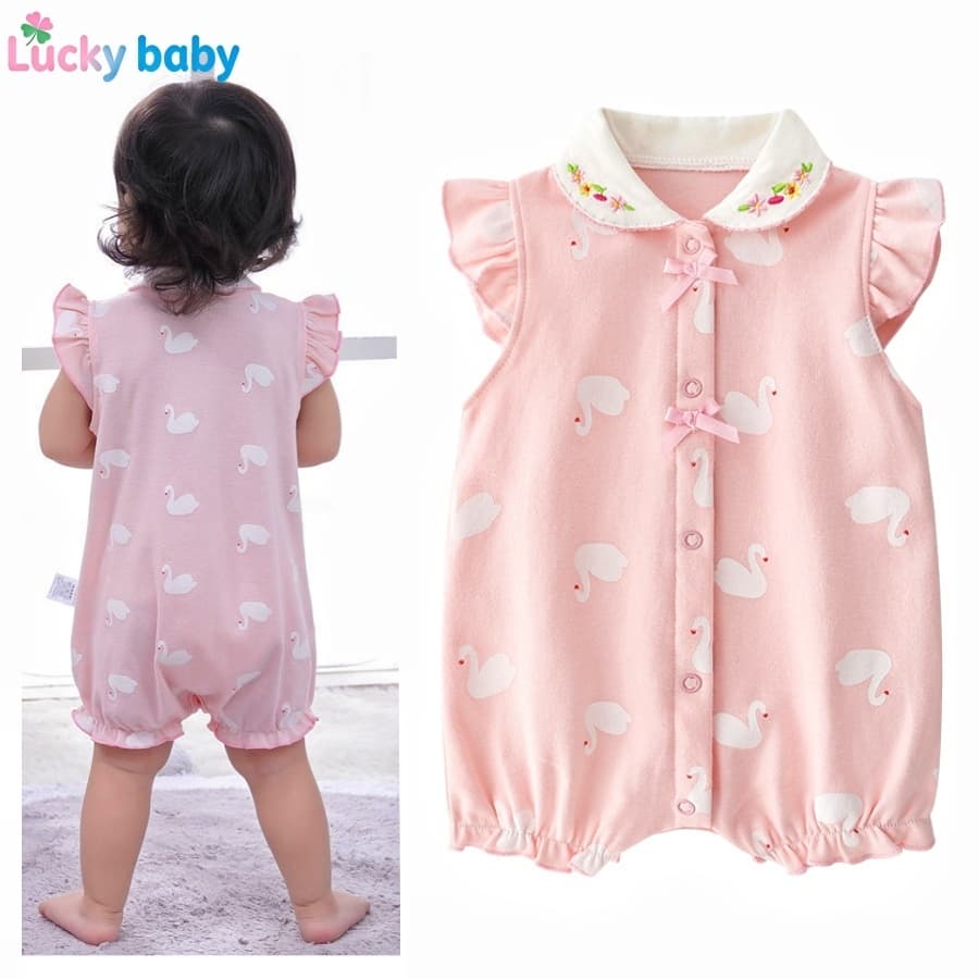 Lucky baby  Roupas de Algodão Puro Baby Baby Clothes Baby Girl Romper Summer Thin Jumpsuit Baby