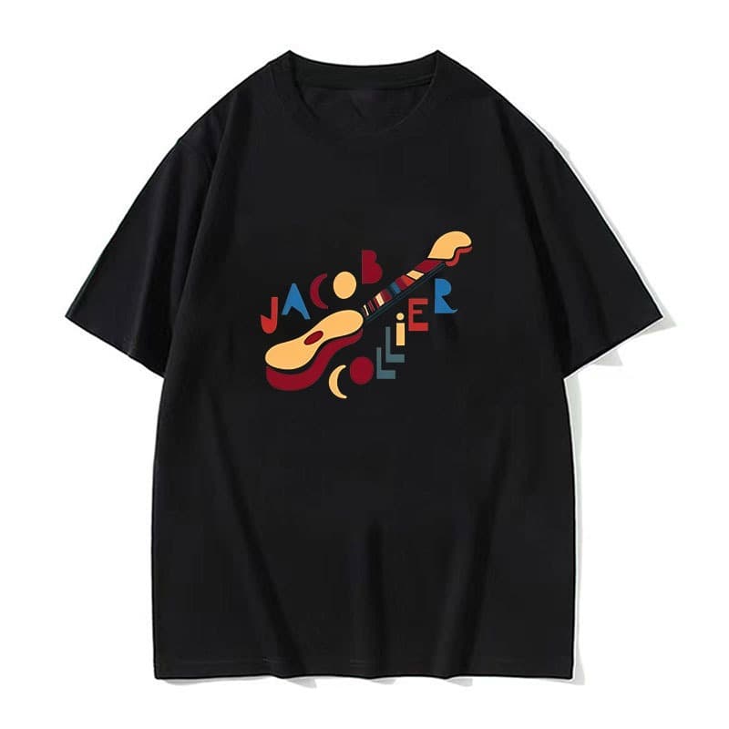 Jacob Collier Guitar Logo Diário Básico Versátil Estilo Divertido Estético Casual Confortável Algodão De Alta Qualidade
