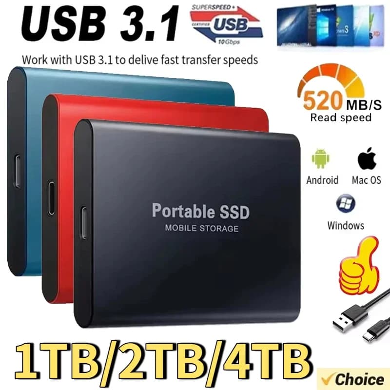 2026New SSD Externo 1TB/2TB/4TB Disco Rígido Portátil Durável De Alta Taxa Unidade De Estado Sólido Original Para PC/Lap