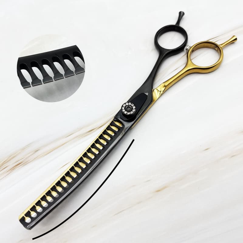 Wingsbro 7 Polegadas Curvo Dog Grooming Chunker Tesoura Profissional Para Groomer blackgolden