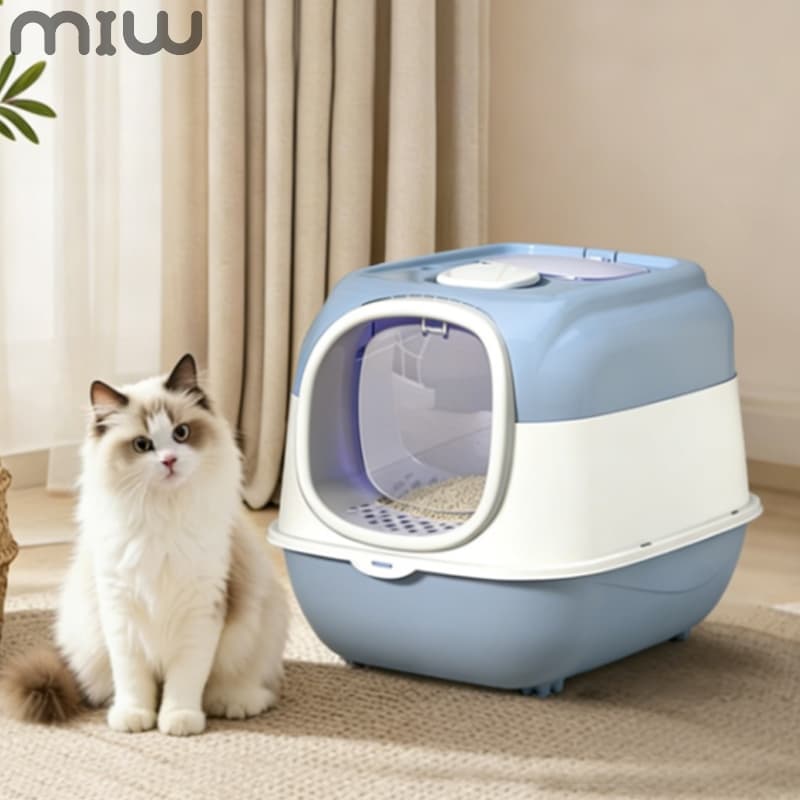 MIW Caixa de Areia  Para Gatos Fechada Extra Grande com Luz UV E Pá de Areia