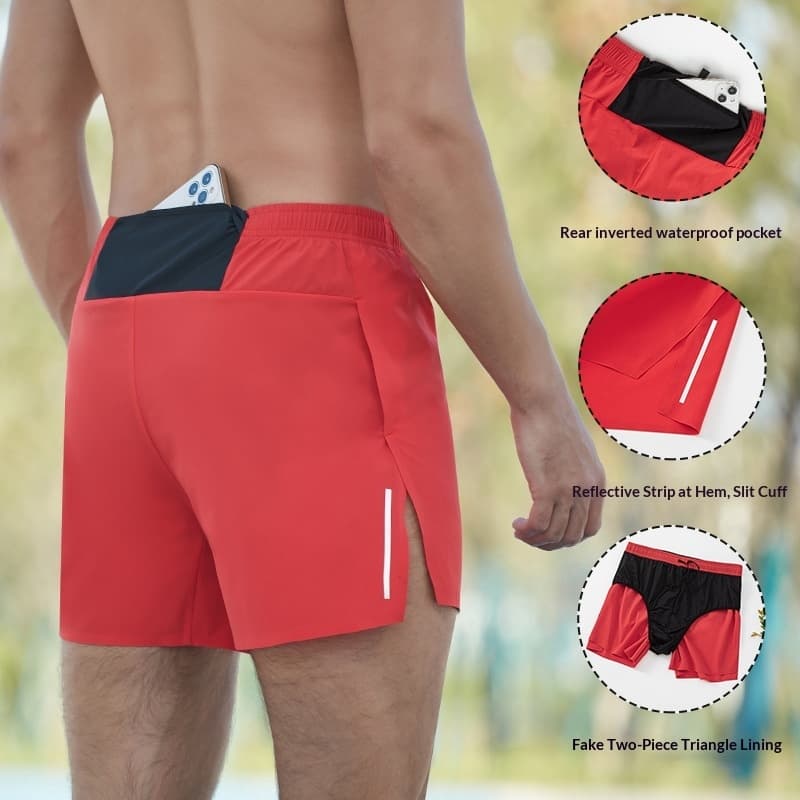 Shorts Masculinos De Verão , Maratona , Corrida , Treinamento , Triângulo , Interno E Traseiro , À Prova D'água , Bolso
