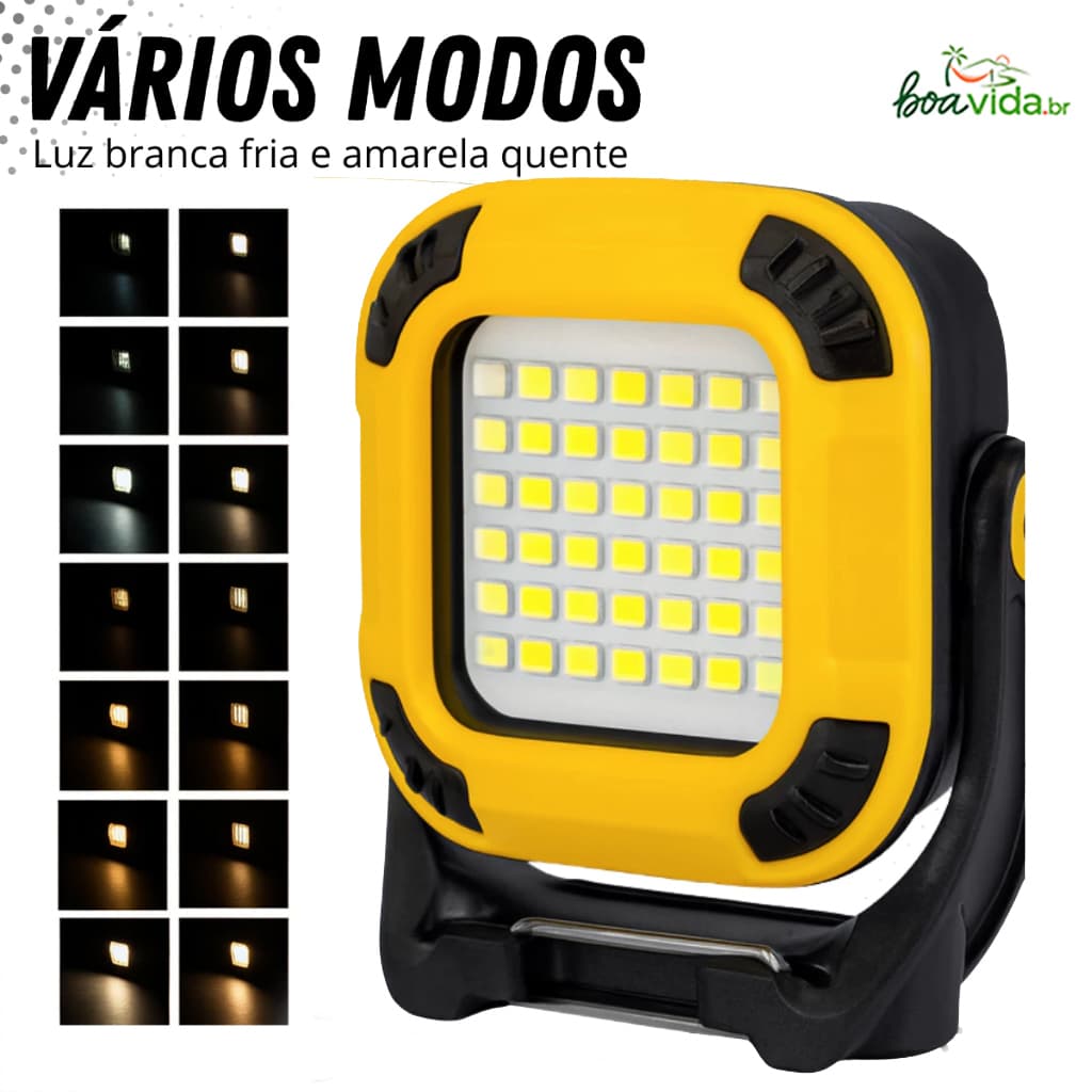 Lampião Refletor Lâmpada Led Camping Luz Trabalho Portátil Magnética Elétrico Bateria Recarregável Potente Usb